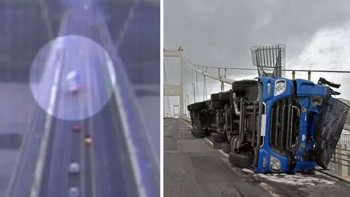 Unbelievable! Terrifying Moment Storm Lilian’s 70mph Winds Almost Blow Lorry Off 100ft High Bridge