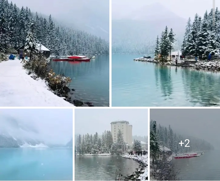 Majestic Snowfall Blankets Lake Louise: A Stunning Start to Winter on October 20, 2024